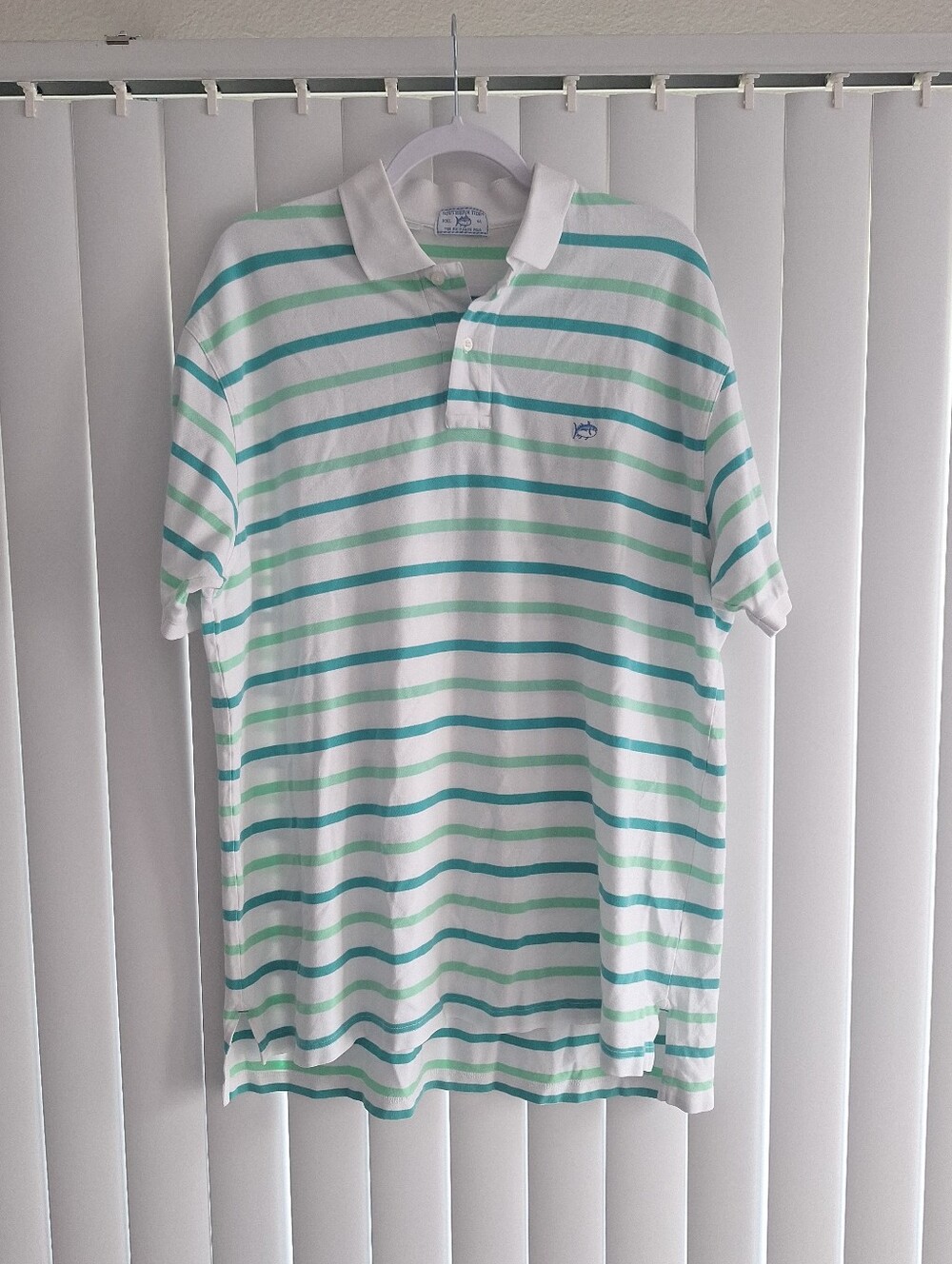 Southern Tide White Striped Polo Shirt